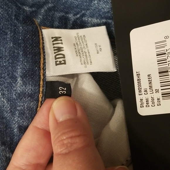 💕EDWIN💕 Cai High Waist Straight Leg Jeans Lumineer 100% Cotton Rigid 32 NWT - Picture 16 of 16